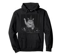 Funny Cute Spooky Fat Wizard DJ Cat Vintage Tee Meme Costume Pullover Hoodie