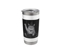 Funny Cute Spooky Fat Wizard DJ Cat Vintage Tee Meme Costume Stainless Steel Insulated Tumbler
