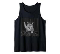 Funny Cute Spooky Fat Wizard DJ Cat Vintage Tee Meme Costume Tank Top