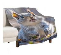 Funny Cute Squirrel Blanket Soft Flannel Throw Blanket 40"x60", Lightweight Decorative Blankets Warm Cozy Blankets for Couch, Bed, Camping & Travel, Ideal Gifts for Women Men