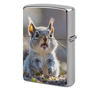Funny Cute Squirrel Lighter Case Metal Protective Cover with Double-Sided Art Design, Cool Lighters Pouch Shockproof Lighter Cover for Men Women Gifts, Lighters Not Included