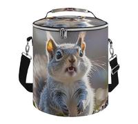 Funny Cute Squirrel Lunch Bag, 15L Portable Leakproof Picnic Basket with Shoulder Strap, Insulated Picnic Cooler Bag for Camping, Beach, Hiking & Groceries