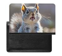 Funny Cute Squirrel Passport Holder with 3 Card Slots, Portable PU Leather Travel Wallet, Slim Protective Cover for Passport, ID, Credit Cards