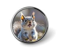 Funny Cute Squirrel Round Badge Cute Enamel Lapel Pin Brooches Button Pin Personalized Clothing Decoration Unisex Badge Holder Hats Bags Shirts Decor