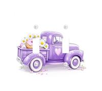Funny Cute Violet Truck Decorative Light Switch Cover Plate 2 Gang Double Toggle, Farmhouse Daisy Flowers Electrical Faceplate for Kitchen Bathroom, Country Switchcover Decor