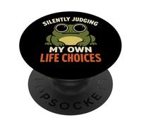 Funny Cute Weird Frog - Silently Judging Own Life Choices PopSockets Adhesive PopGrip