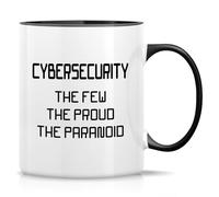 Funny Cybersecurity Expert Mug - The Few, The Proud, The Paranoid - 11 Oz Novelty Novelty Drinking Cup - Humorous Gift for Network Cyber Security Engineer - White Mug with Black Handle and Inner