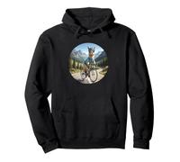 FUNNY CYCLING ALPACA OR LLAMA ON ROAD BIKE IN THE MOUNTAINS Pullover Hoodie
