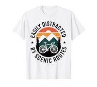 Funny Cycling Easily Distracted By Scenic Routes T-Shirt