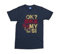 Funny Cycling Joke Bike T-Shirt - Adult - S - Navy - Bicycle Riders Shirt - Sarcastic is My Bike Ok Unisex Cycle Racer Dad Tee - Retro Mountain Bike Riding Lovers Gifts for Kids Adults