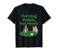 Funny Cycling Novelty Graphic Turning Pedals Not Heads T-Shirt