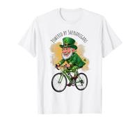 Funny Cycling St Patricks Day Powered by Shenanigans T-Shirt