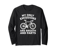 Funny Cyclist Zero CO2 Emissions Breath Farts Carbon Joke Long Sleeve T-Shirt