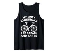 Funny Cyclist Zero CO2 Emissions Breath Farts Carbon Joke Tank Top