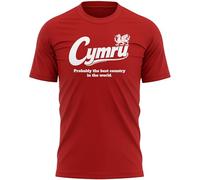 Funny Cymru T Shirt for Men Welsh Dragon Tee Wales Supporter Top Rugby Football Fan Gift Birthday Fathers Day Husband Dad Grandad, XXL, Red