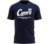 Funny Cymru T Shirt for Men Welsh Dragon Tee Wales Supporter Top Rugby Football Fan Gift Birthday Fathers Day Husband Dad Grandad, XL, Navy