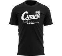 Funny Cymru T Shirt for Men Welsh Dragon Tee Wales Supporter Top Rugby Football Fan Gift Birthday Fathers Day Husband Dad Grandad, XL, Black