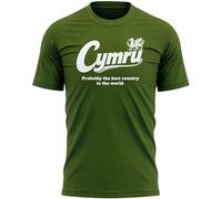 Funny Cymru T Shirt for Men Welsh Dragon Tee Wales Supporter Top Rugby Football Fan Gift Birthday Fathers Day Husband Dad Grandad, XXL, Military Green