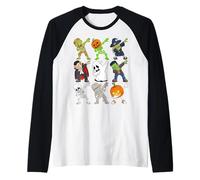 Funny Dabbing Dancing Monsters Cute Halloween Shirt Raglan Baseball Tee
