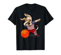 Funny Dabbing Dog United States Basketball Lovers USA Flag T-Shirt