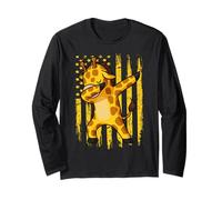 Funny Dabbing Giraffe Dance Animal Lovers American Flag Long Sleeve T-Shirt