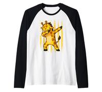 Funny Dabbing Giraffe Dance Animal Lovers American Flag Raglan Baseball Tee