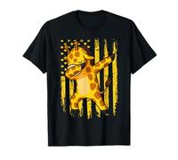 Funny Dabbing Giraffe Dance Animal Lovers American Flag T-Shirt