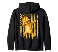 Funny Dabbing Giraffe Dance Animal Lovers American Flag Zip Hoodie
