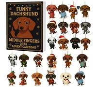 Funny Dachshund Advent Calendar 2025, 24 Days Christmas Countdown Calendar, Fun Middle Finger Dachshund Advent Calendar, Holiday Dog Theme for Dog Lovers (Red-2pcs)
