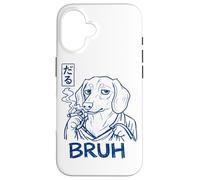 Funny Dachshund Bruh Japanese Text Anime Line Art Ironic Case for iPhone 16