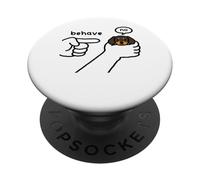 Funny Dachshund Dog Behave No Stubborn Meme Cartoon PopSockets Adhesive PopGrip