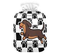 Funny Dachshund Dog Black White Checkered Cute hot Water Bottle with Soft Cover, 2L hot compresses for The Body for Arthritis, Hot and Cold Therapies, Bolsa de agua Caliente para el Dolor