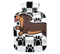Funny Dachshund Dog Black White Checkered hot Water Bottle with Soft Cover, 2L hot compresses for The Body for Hand Feet Warmer, Sore Muscle, Bolsa Caliente para Dolores musculares