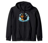Funny Dachshund Duck Design Cute Doxie Rubber Duck in Water Zip Hoodie