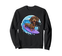 Funny Dachshund is surfing an ocean wave 1 - Fan Fun Sweatshirt