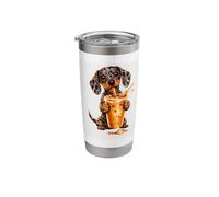 Funny Dachshund Merle Dog Coffee Lover Design Stainless Steel Insulated Tumbler