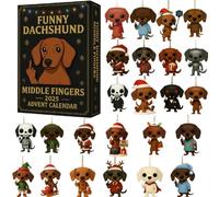 Funny Dachshund Middle Fingers 2025 Advent Calendar, 2025 Funny Dogs Middle Fingers Advent Calendar, 24 Days of Surprise Christmas Countdown Calendar with Middle Fingers Animal Christmas Hanging Ornam