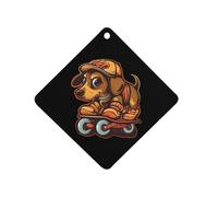 Funny Dachshund On Skateboard Car Air Freshener Decorative Hanging Aromatherapy Tablets for Car Trucks Rhombus