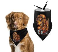 Funny Dachshund On Skateboard Dog Bandana Adjustable Pet Scarf Bib Cute Triangle Handkerchief for Dogs Cats Gifts