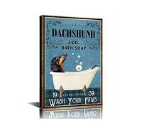Funny Dachshund Poster Canvas Art Wall Decor for Kitchen, Dining Room, Office, Bathroom - 24" W x 16" H
