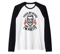 Funny Dad Barber Touch My Beard And Tell Me I’m Pretty Quote Raglan Baseball Tee