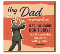 Funny Dad Birthday Card - Retro Golf Design - 'Hey Dad remember... If You’re Drunk Don’t Drive, and It’s Probably Not Worth Putting Either!'