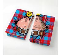 Funny Dad Bod Belly Birthday Wrapping Paper for Men, 2 Folded Sheets 120GSM Thick Kraft Mens Wrapping Paper, Bursting Plaid Shirt Gag Gift Wrap for Husband Dad Boyfriend Joke