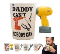 Funny Dad Coffee Mug with Tool Shaped Handle - If Daddy Can't Nobody Can Ceramic Cup, 14oz Unique Birthday Gifts, for Dad, Husband, Grandpa, Handyman from Daughter, Son | Christmas, Father's Day