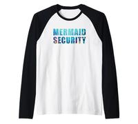 Funny Dad Mermaid Security Underwater Sea Graphic (White) Raglan Baseball Tee