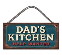 Funny Dad’s Kitchen Sign - Wooden ‘Help Wanted’ Wall Plaque, Humorous Cooking Décor & Gift for Dads