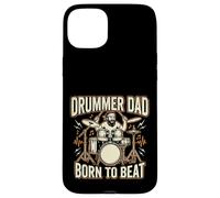 Funny Dad Vintage Papa Rock Metal Drums Beat Music Gift Case for iPhone 15 Plus