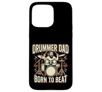 Funny Dad Vintage Papa Rock Metal Drums Beat Music Gift Case for iPhone 15 Pro Max