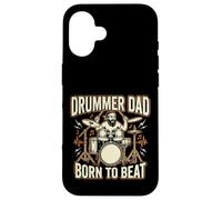 Funny Dad Vintage Papa Rock Metal Drums Beat Music Gift Case for iPhone 16