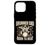 Funny Dad Vintage Papa Rock Metal Drums Beat Music Gift Case for iPhone 16 Pro Max